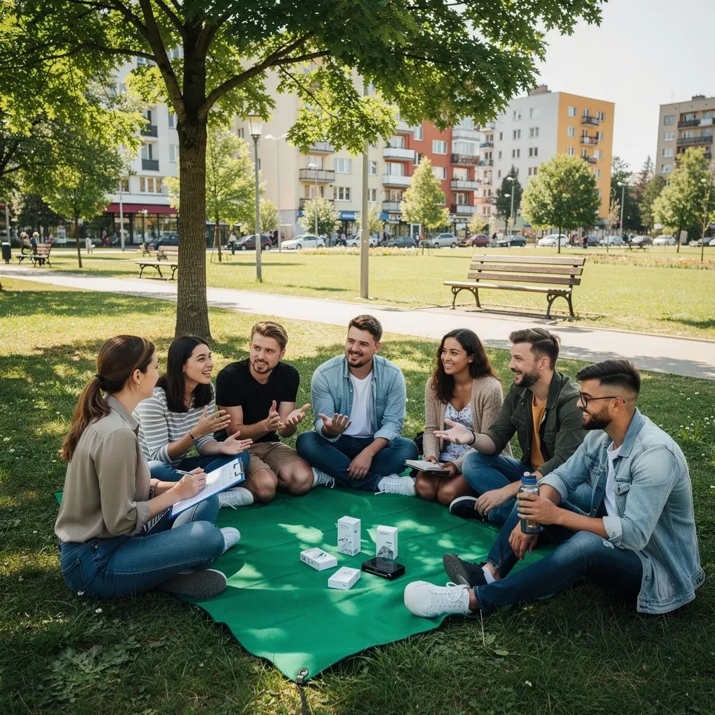 Prezentace výsledků výzkumu na konferenci s účastníky v pozadí.